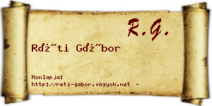 Réti Gábor névjegykártya