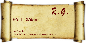 Réti Gábor névjegykártya